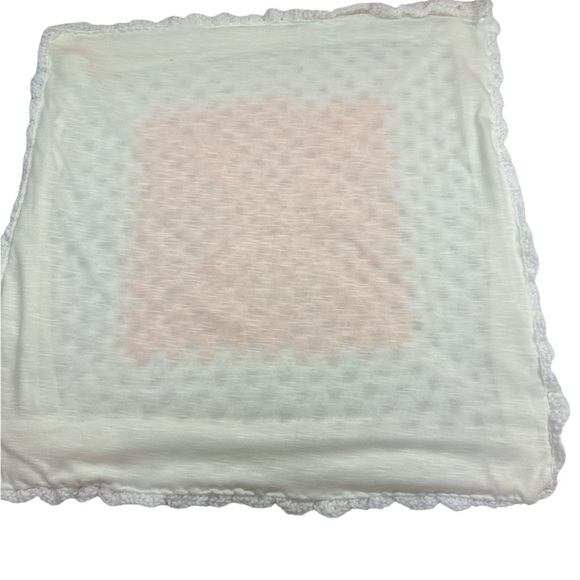 Handmade Crocheted Baby Blanket Throw White/Peach - Picture 2 of 6